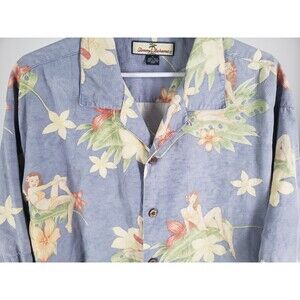 Tommy Bahama Hawaiian Men’s Silk Pinup Girl Hula  Aloha Tropical Size M‎